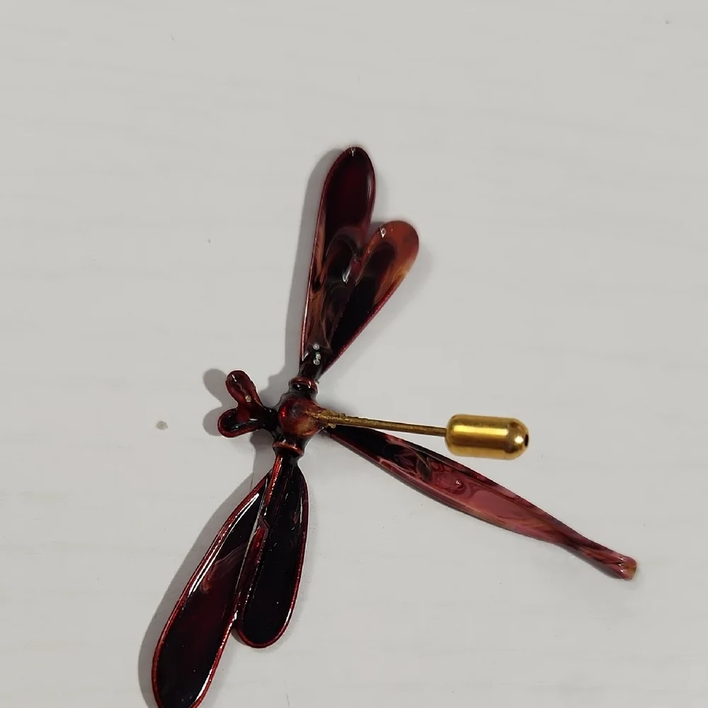 Elegant Dragonfly Brooch - Purple and Gold